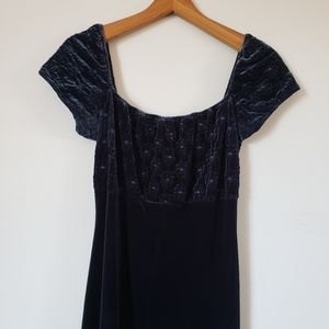 90s baby blue velvet babydoll dress